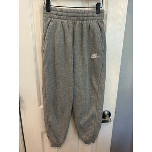 Nike Jogger Sweatpants Gray Fleece Lined Elastic Waist Kids Medium Sportswear